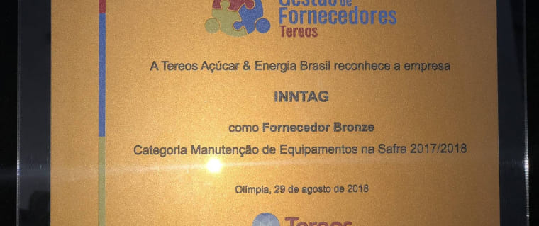 Inntag recebe prêmio do programa de gestão de fornecedores do grupo Tereos